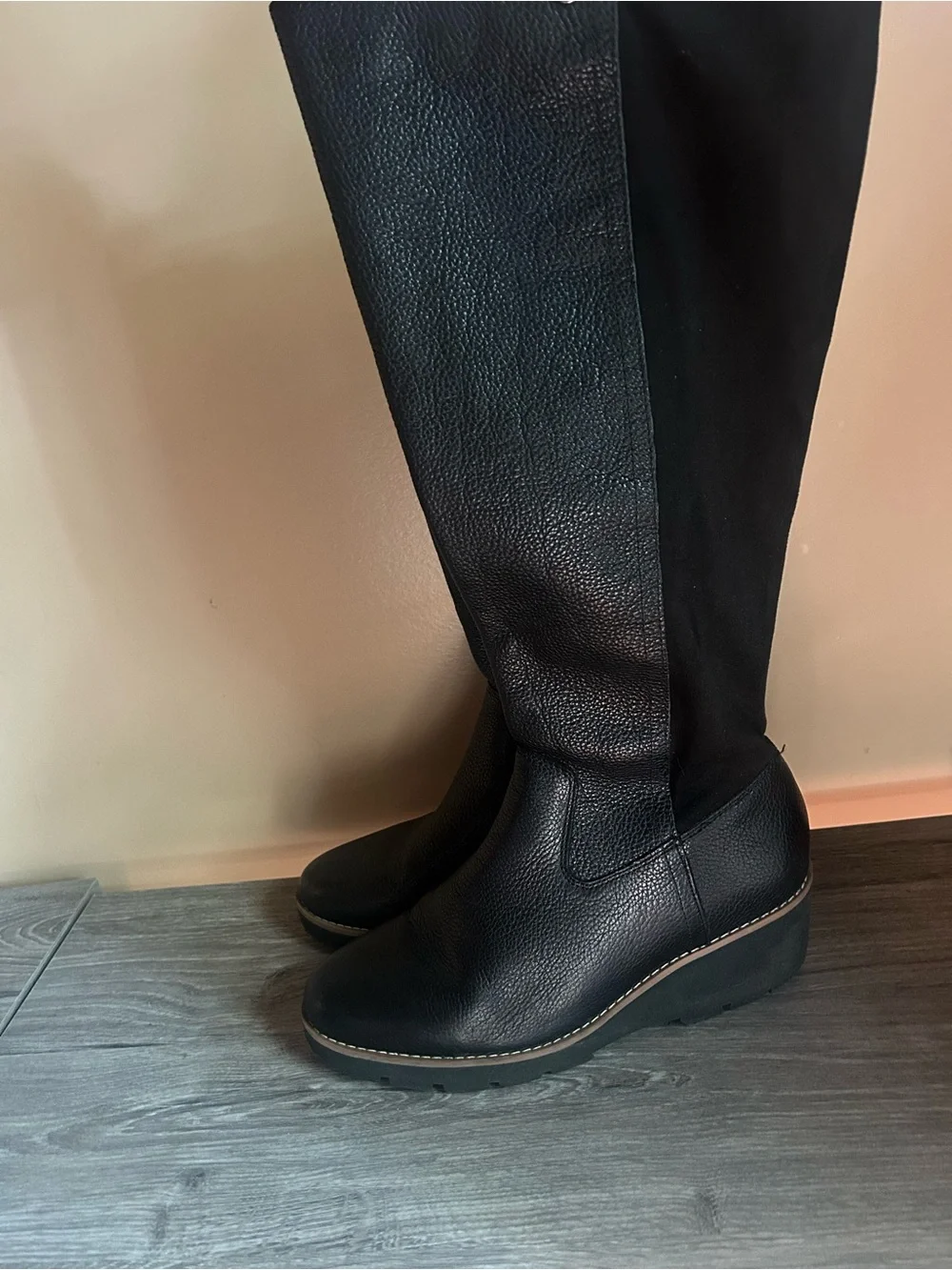 Vionic Black Over-the-Knee Wedge Boots